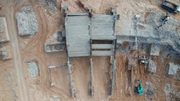 Two Sections of National Stadium in Vilnius That Still Standing During Demolishion of Stadium