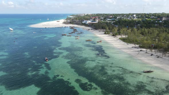 Zanzibar Tanzania  Aerial View of the Ocean Near the Shore of the Island Slow Motion