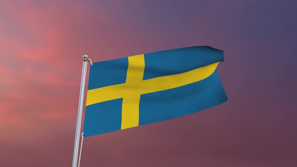 Flag Of Sweden Waving 4k