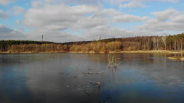 Mining excavation flooded with water. / Videohive