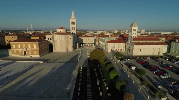 Aerial view of Zeleni trg in Zadar