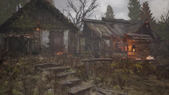 Old Abandoned Rural Wooden House in Russian Village in Summer alt