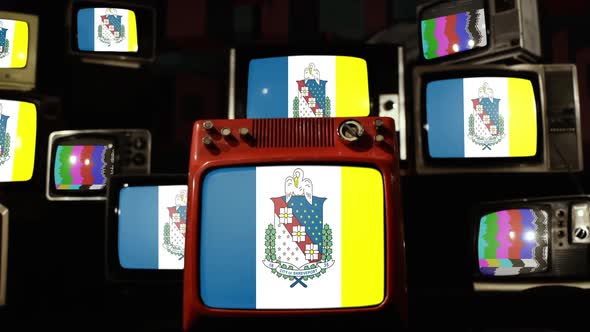 Flag of Shreveport, Louisiana, on Retro TVs.