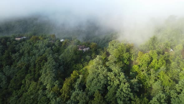 Foggy Morning In The Mountain Village