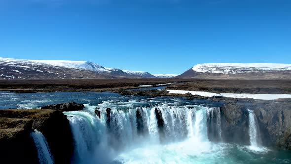 Northern Iceland Drone Godafoss Waterfall Ring Road