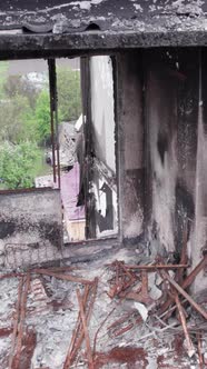 Vertical Video of War in Ukraine  Destroyed House