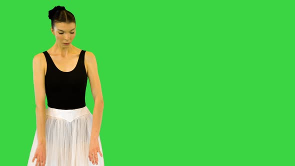 Young Ballerina Walks En Pointe and Runs Away (Waistlength) on a Green Screen Chroma Key