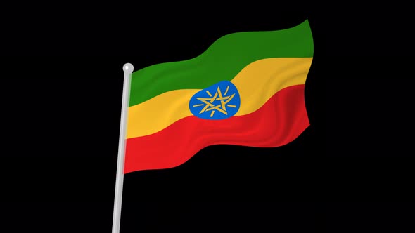 Ethiopia Flag Waving Animated Black Background