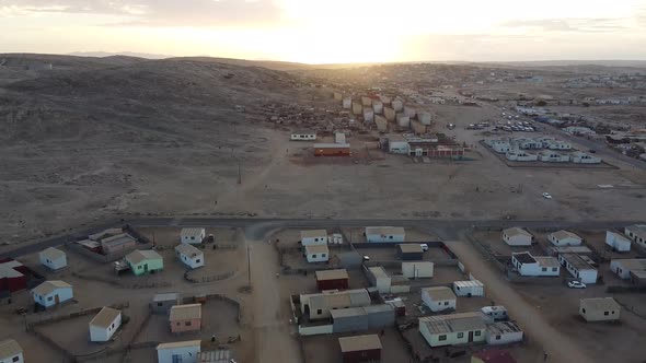 Cityscape of Luderitz, view on the city with lots of small houses, Namibia