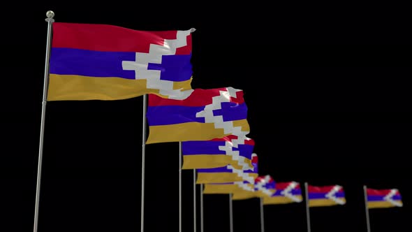 Nagorno Karabakh Republic Row Of Flags Animation Include Alpha Channel alt