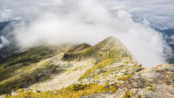 Timelapse of clouds at Kaple Arnoldhohe, High Tauern, Alps, Austria