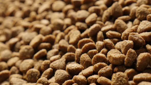 Cat or dog pellet meal close-up 4K 2160p 30fps UltraHD panning  footage - Pile of protein rich pet d