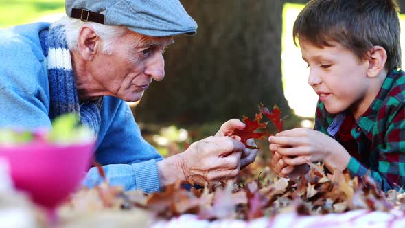 Grandfather and grandson playing together