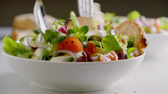 Fresh Green Salad with Cherry Tomato Mozzarella and Olives