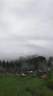 Vertical Video Village in the Carpathian Mountains in Autumn