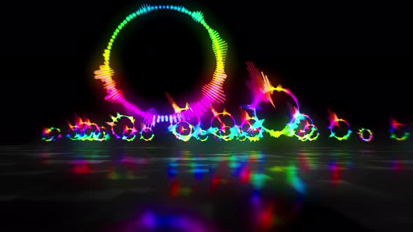 Audio spectrum music neon sign abstract loopable hyperspace