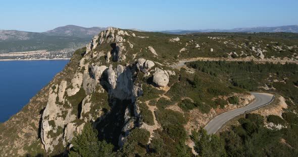 Ridges road, over the Cassis bay, Provence, France