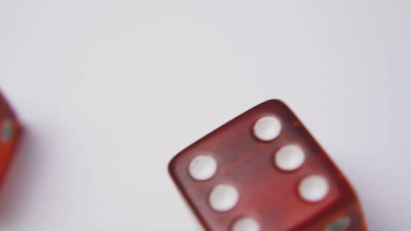 Red Dices with Symbol Six on Top Sides on White Background