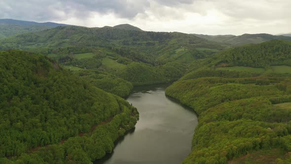 Aerial view of water reservoir Ruzin in Slovakia