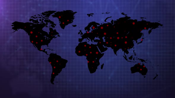 World Map Abstract Point spread virus in the world 