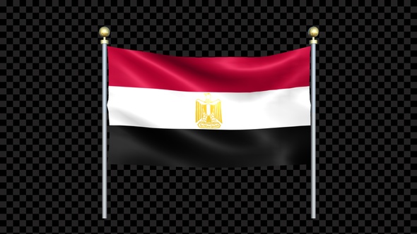 Flag Of Egypt Waving In Double Pole Looped