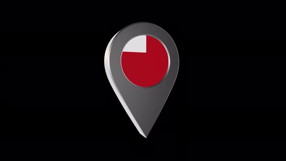 3d  Map Navigation Pointer With Flag Of Abu Dhabi United Arab Emirates With Alpha Channel 4K