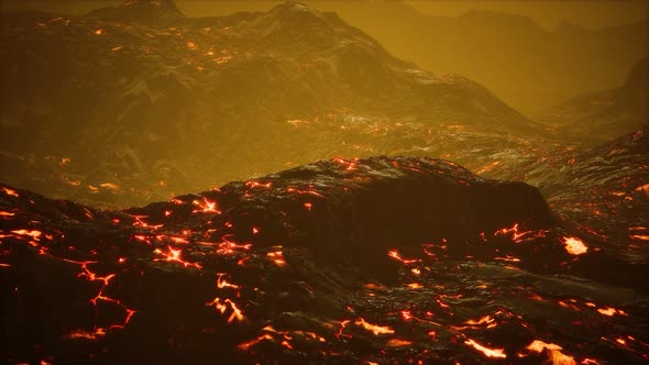 Lava Fields and Hills at Active Volcano