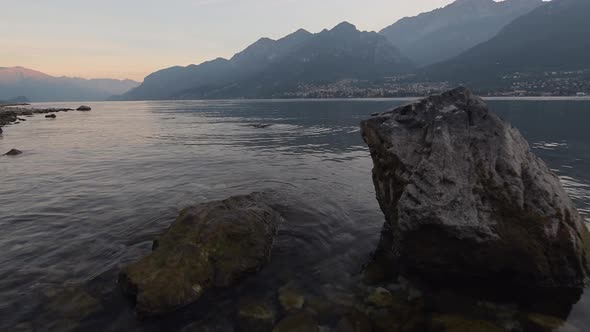 Beautiful Morning Sunrise in Garlic Beach of Luxury Villa at Lake Como at Romantic Honeymoon