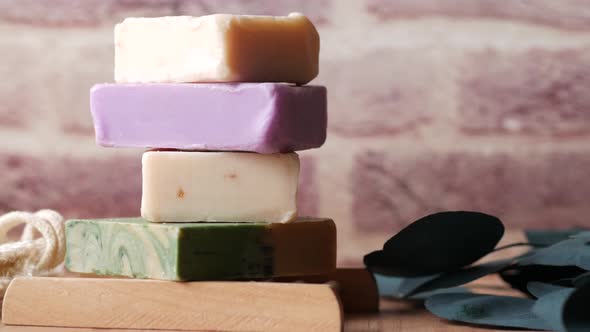 Homemade Natural Soap Bar on Black Background