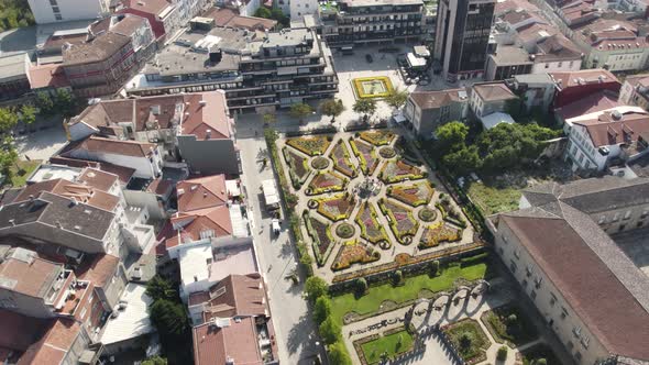 Jardim de Santa Barbara, flower garden overlooked by Archiepiscopal Palace of Braga, Portugal