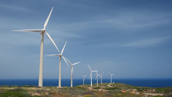 Wind Generator Turbines. Crete Island, Greece