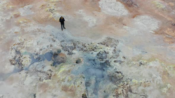 Photographer Making Shots in the Hverir Geothermal Area Near Lake Myvatn