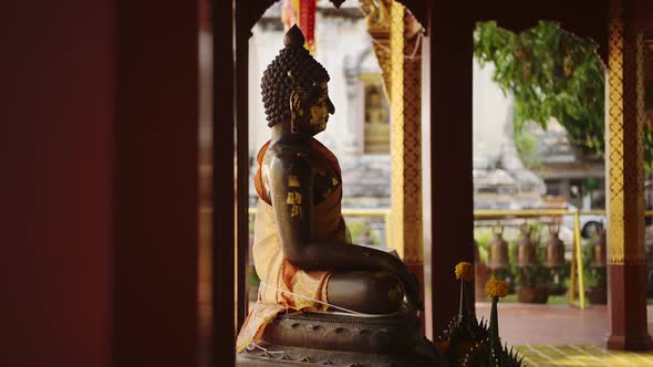 Buddha Statue at a Thailand Buddhist Temple at Chiang Mai, Wat Phra Singh, a Symbol of Buddhism at a