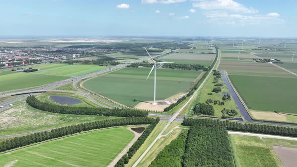 Wind Turbine System Sustainable Energy Generation on a Wind Farm in the Countryside