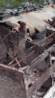 Vertical Video of a Wartorn Apartment Building in Ukraine