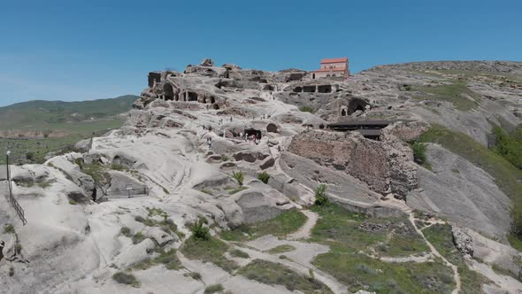 Amazing aerial view of ancient town Uplistsikhe in Georgia.