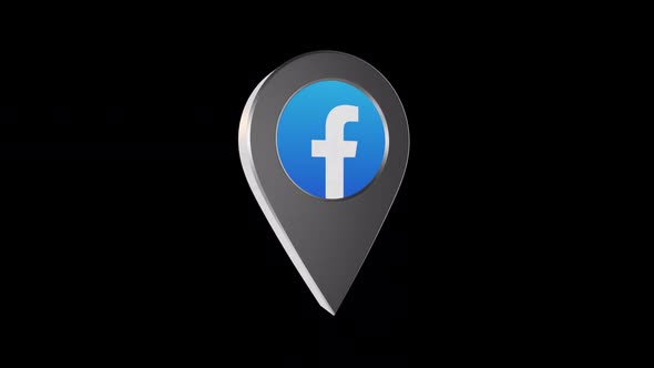 3D Rotating Facebook Location Pin Icon Animation With Alpha Channel 2K