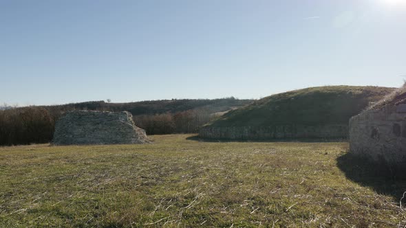 GAMZIGRAD, SERBIA - DECEMBER 25, 2017 Sacral place near Felix Romuliana palace built by Roman Empero