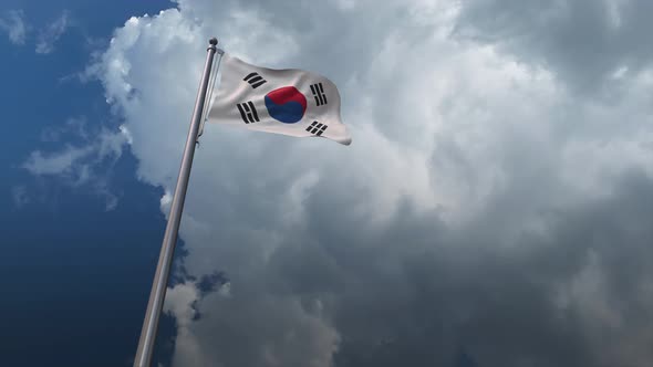 South Korea Flag Waving 4K
