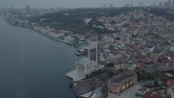 Istanbul Bosphorus Ortakoy Mecidiye Mosque Aerial