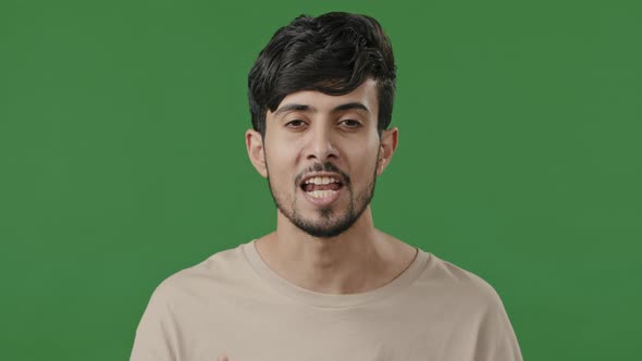 Male Studio Portrait of Confident Arab Hispanic Hindu Brunet Millennial Man Young Coach Blogger Guy