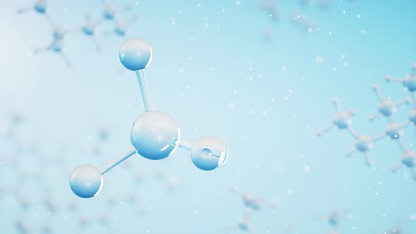 Chemical molecule with blue background