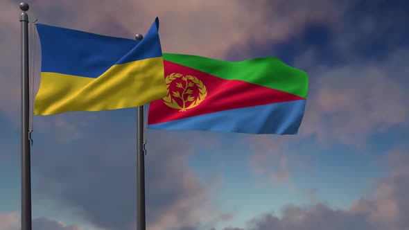 Eritrea Flag Waving Along With The National Flag Of The Ukraine - 2K
