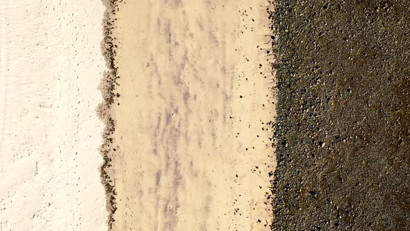 Stretches Of Sand At The Beach In Bahia de los Angeles, Baja California, Mexico At Summer. aerial to