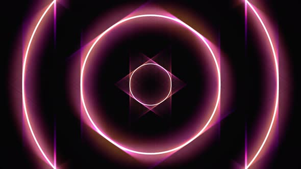Glowing circle frames widen and moving fast one by one