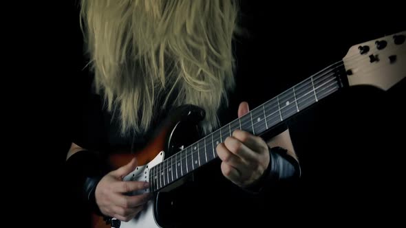 Heavy Metal Guitarist Playing Closeup