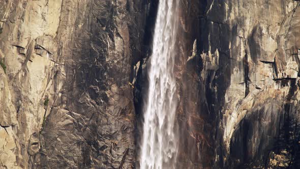 Bridalveil Fall in Yosemite National Park Slow Motion Waterfall Falling Down 6K