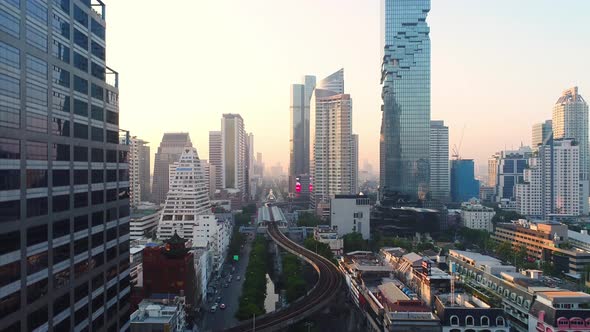 4K aerial drone footage of Bangkok skyline.