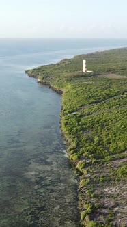 Vertical Video of the Ocean Near the Coast of Zanzibar Tanzania