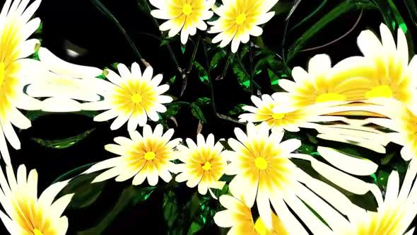 White Flower Botanical 3D Rendering